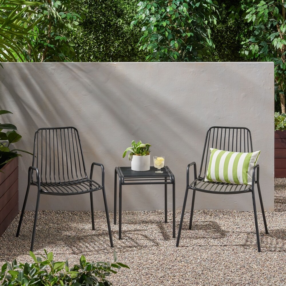 Omaha Outdoor Modern 2 Seater Chat Set by Christopher Knight Home