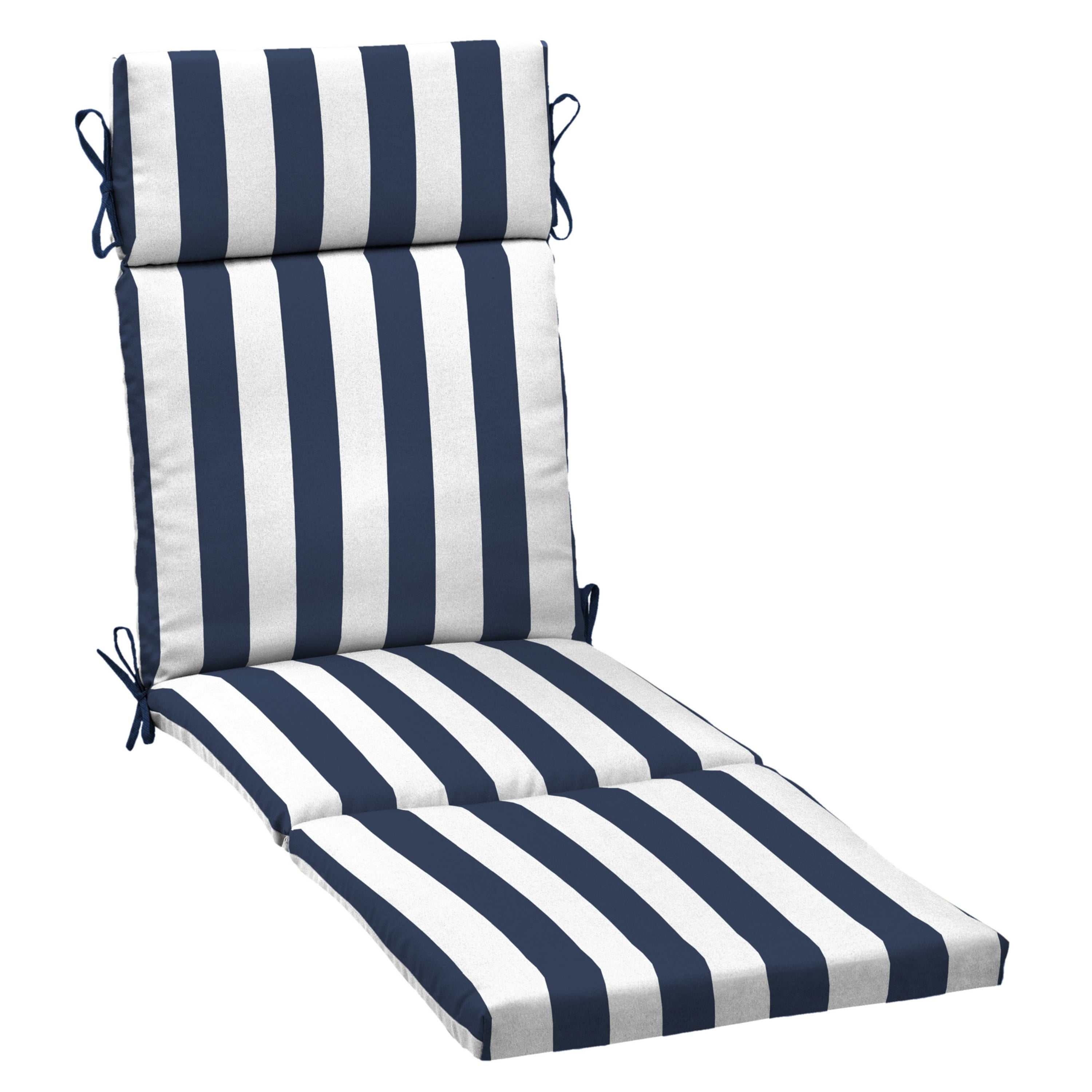 Arden Selections Outdoor Chaise Lounge Cushion 72 x 21， Sapphire Blue Cabana Stripe