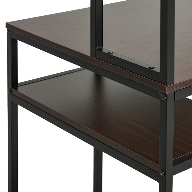 Homcom 94 5in Industrial Double Computer Desk With Hutch And Storage Shelves Extra Long Home Office Writing Table 2 Person Workstation Cpu Stand