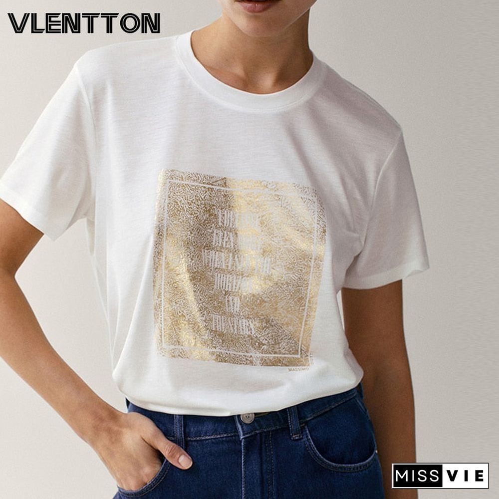 Summer Women Vintage Print Cotton T-Shirt Harajuku White Tee Shirt Casual Tops Female Camiseta Mujer