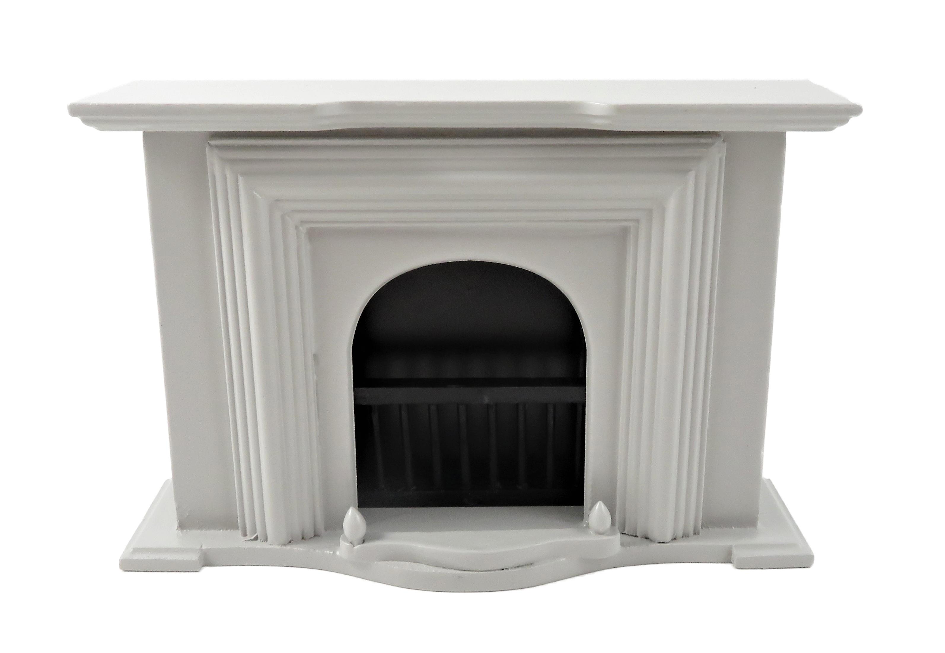 Dolls House Grey Georgian Fireplace Miniature Wooden 1:12 Furniture