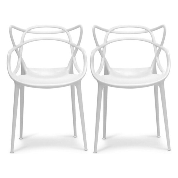 Modern Stackable Geometric Molded Dining Armchairs (Set of 2)