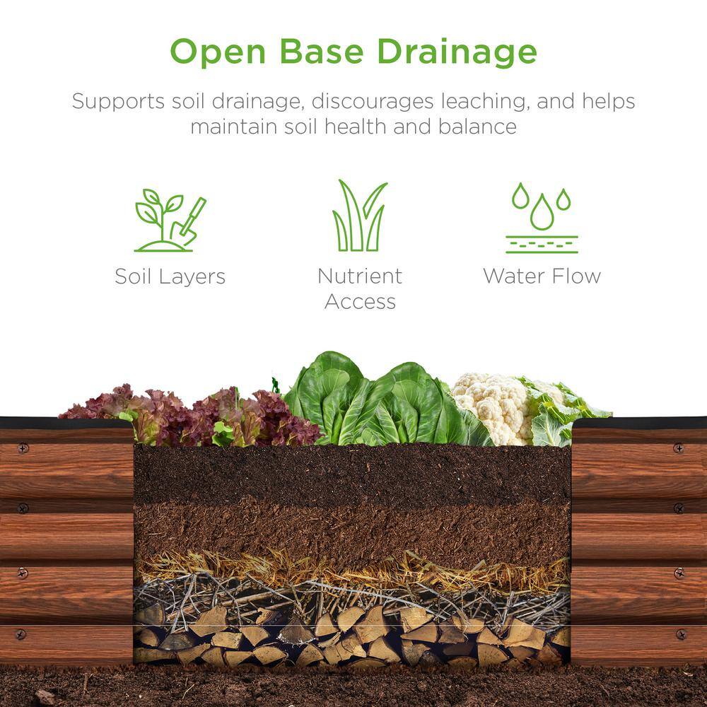 Best Choice Products 8 ft. x 2 ft. x 1 ft. Oval Steel Raised Garden Bed Planter Box for Vegetables Flowers in Wood Grain SKY6603