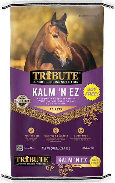 Tribute Equine Nutrition Soy-Free Kalm 'N EZ Pellet Horse Feed， 50-lb bag