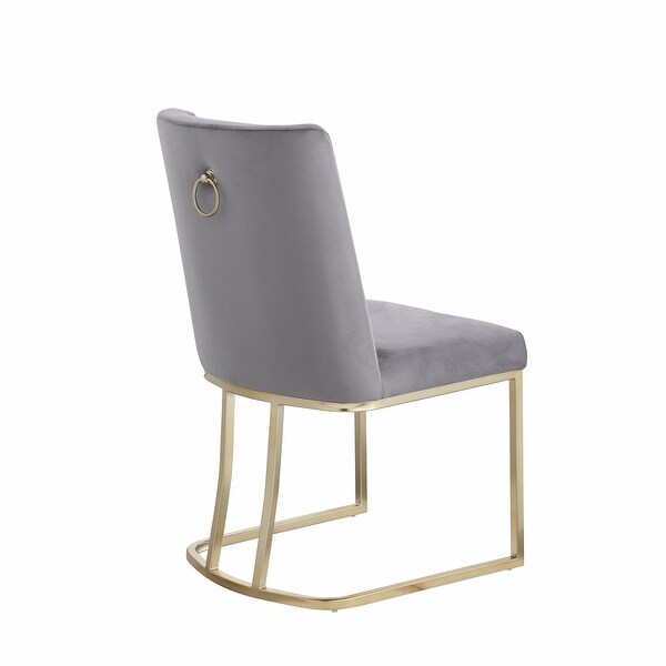 Dining Chairs， Velvet Upolstered Side Chair， Gold Metal Legs (Set of 2)