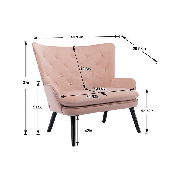 Cozy Mid-Century Accent Chair with High Back and Padded Seat， Pink