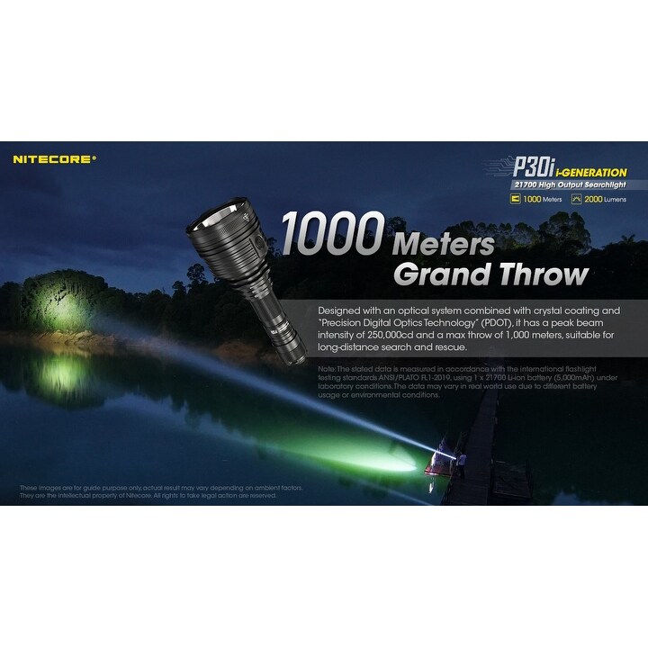 NITECORE P30i 2000 Lumen 1093 Yard Long Throw Flashlight Hunting Kit