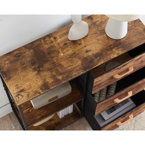 Sicotas Coffee Table Modern Rectangle Wood end Table with 3 Drawers