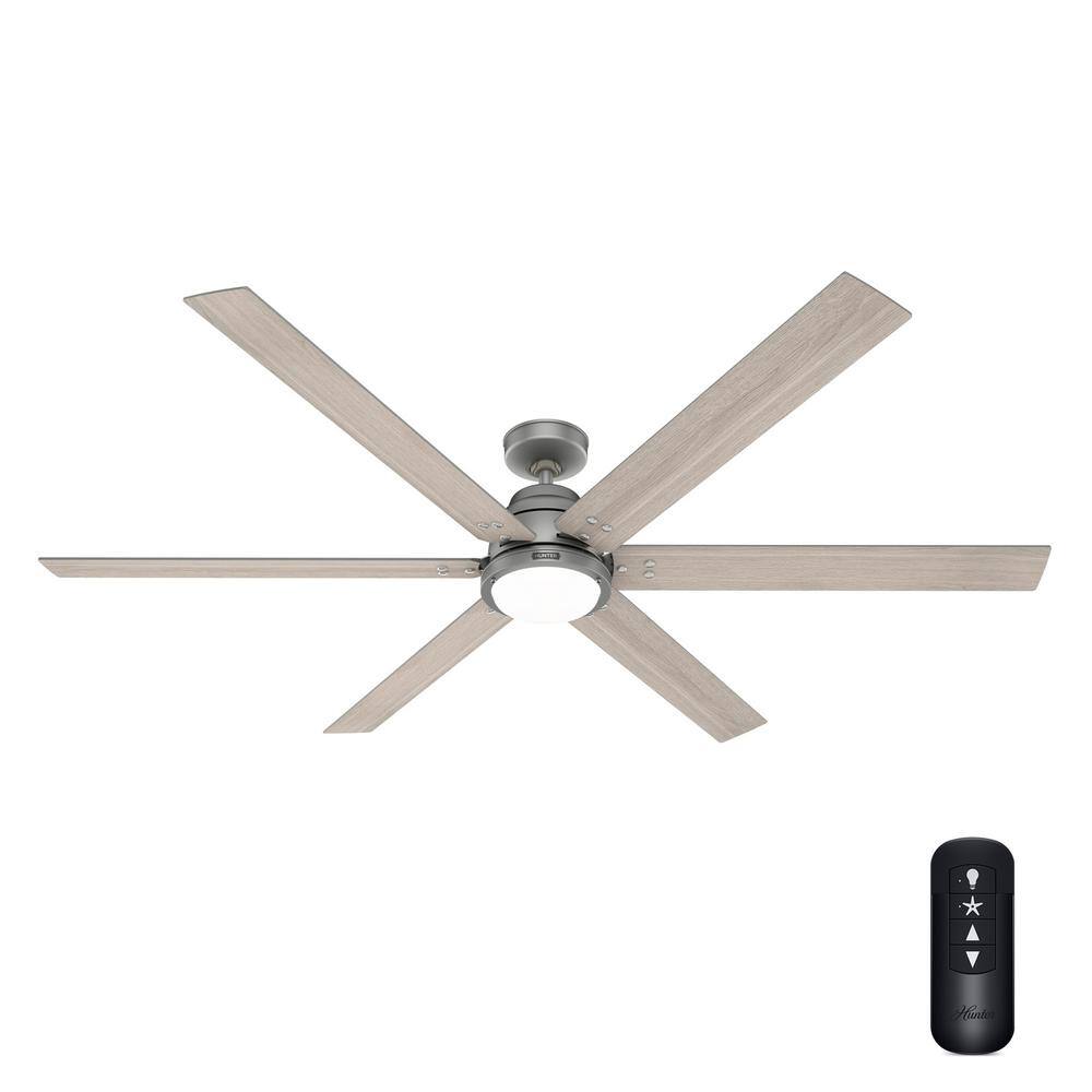 Hunter Gravity 72 in. Integrated LED Indoor Matte Silver Smart Ceiling Fan with Light Kit and Remote Included 51884