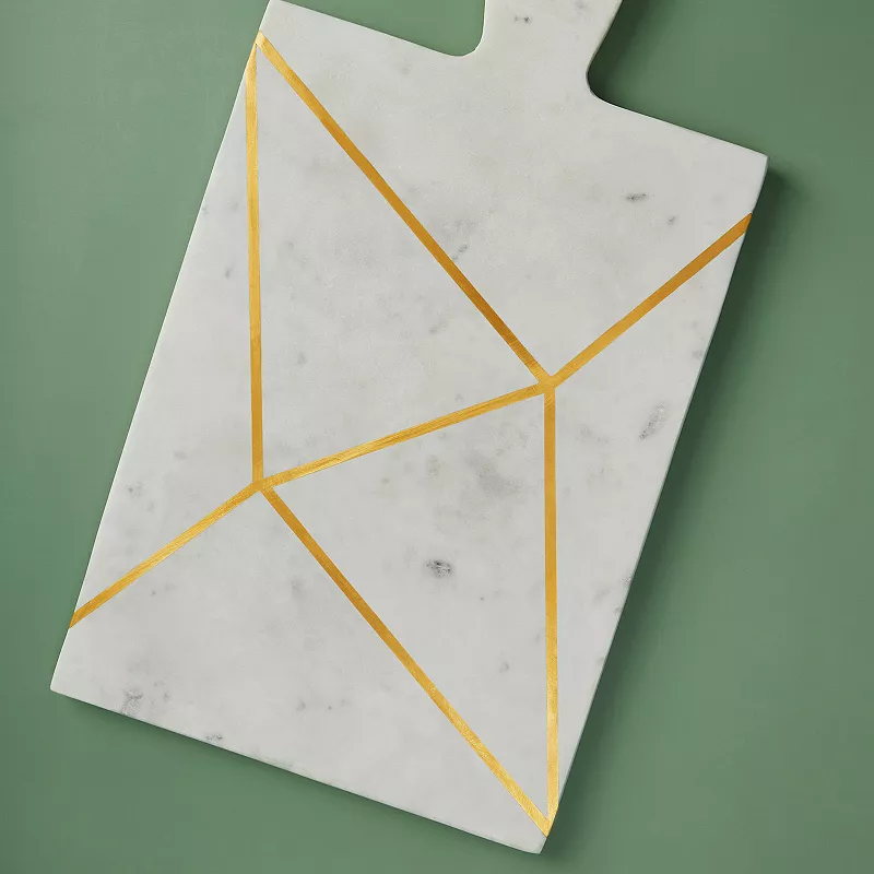 GAURI KOHLI Badajoz Marble and Gold Cheese Board - Large