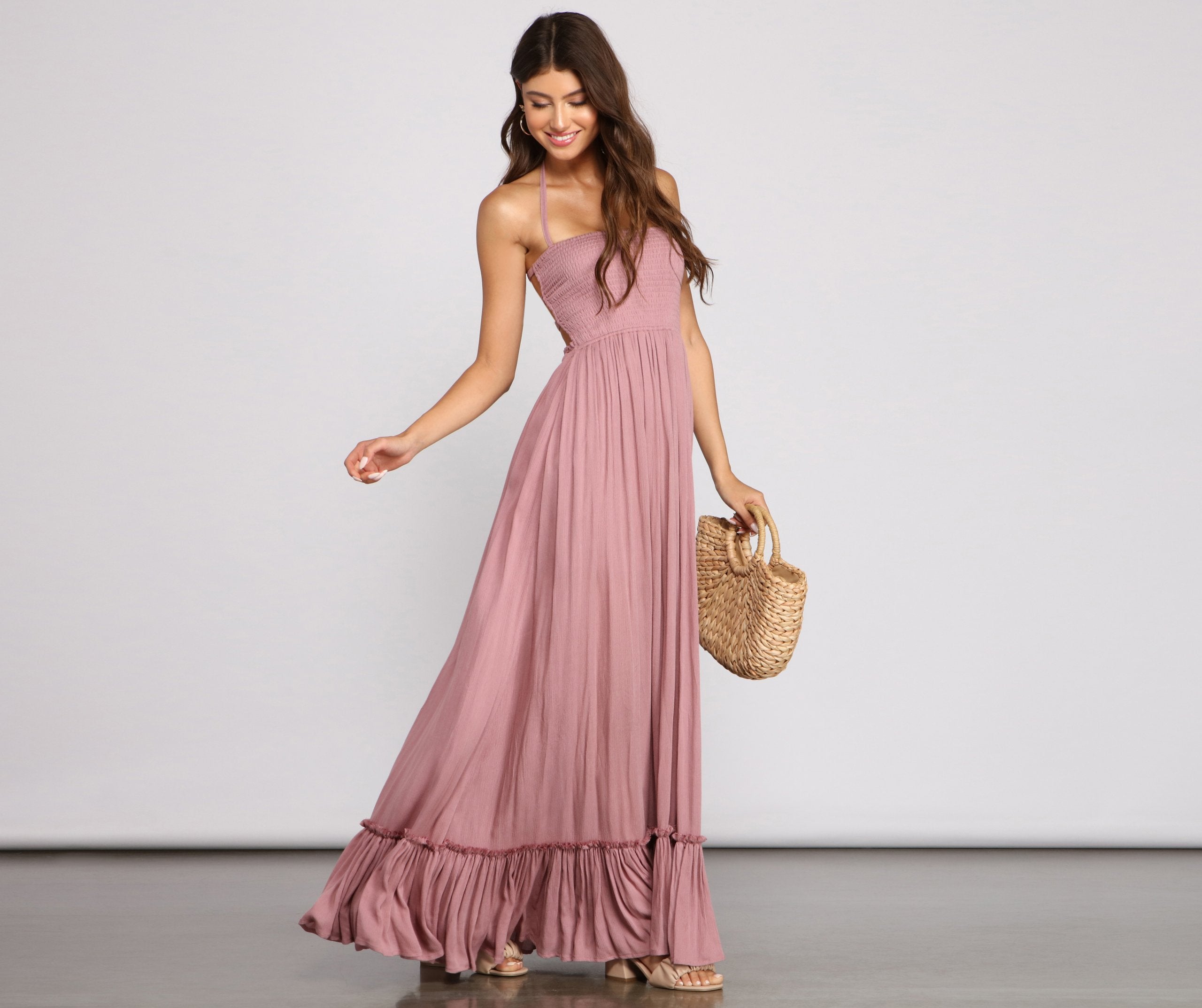 PLACEHOLDER - Go With The Flow Smocked Maxi Dress