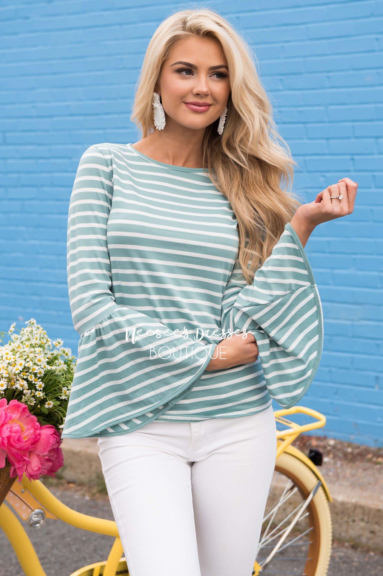 Candy Shop Striped Bell Sleeve Top