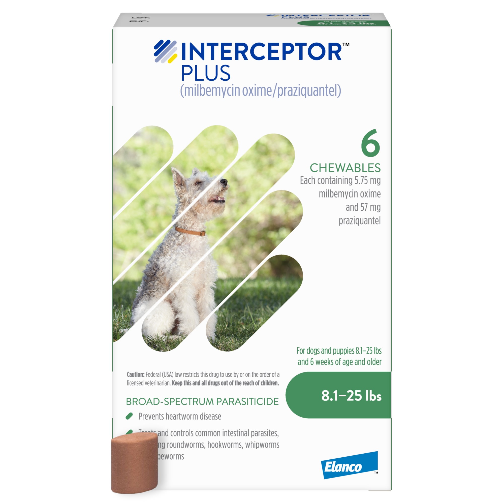 Interceptor Plus Chewables for Dogs 8 to 25 lbs.， 6 Month Supply