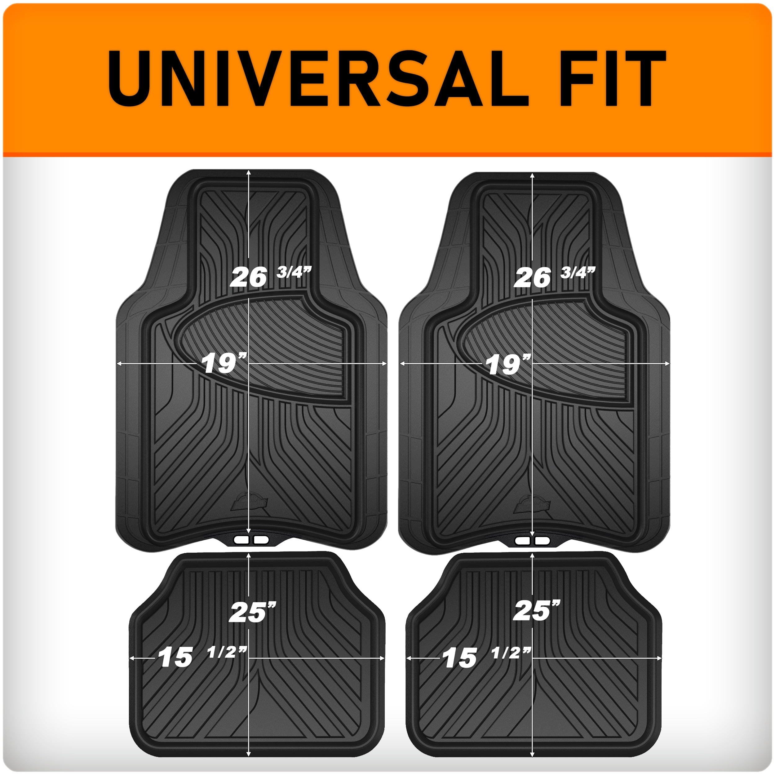 Armor All 4 Piece Rubber All-Season Trim to Fit Floor Mats Black， 78846WDC