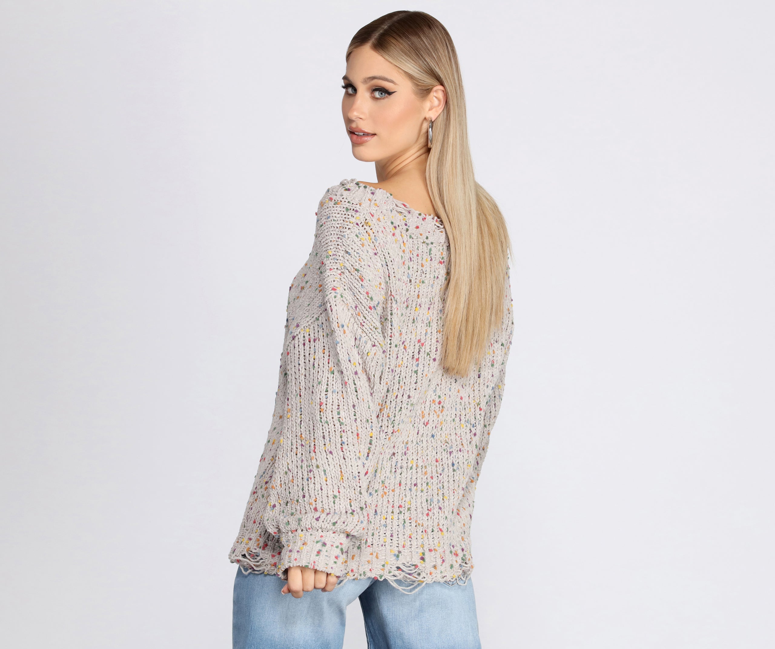 Cozy Cute Confetti Knit Sweater