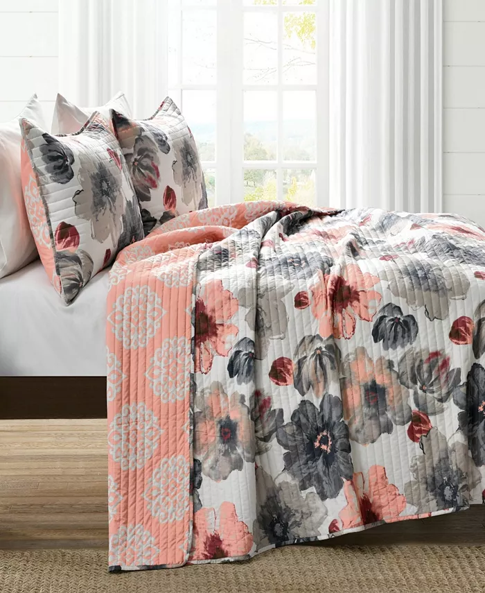 Lush Dandeacute;cor Leah Floral 3-Piece Quilt Set， Full Queen