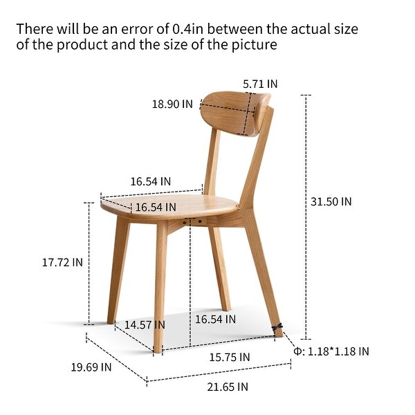 Dining Chair Wooden Oak Natural Wood Solid Chair - 18.31× 22.05 × 31.50