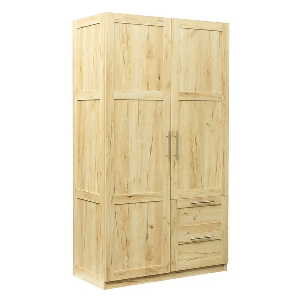 High Wardrobe Large Storage Cabinet with with Drawers， Shelves， and Hanging Rod， Freestanding Bathroom Cabinet - - 37891413