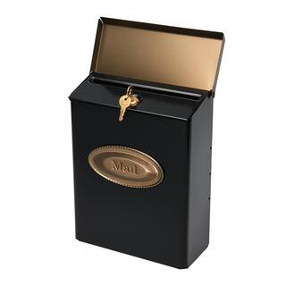 Architectural Mailboxes Designer Black with Brushed Brass Medium Steel Locking Wall Mount Mailbox DVKGB00AM