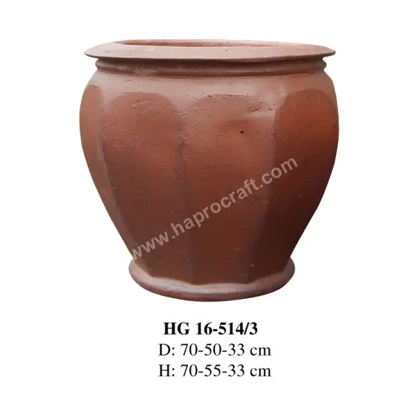 New design Brown Clay Planter Pot from Vietnamfor wholesales  outdoor planter flower pots  ( HG 16   514/2)