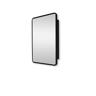 20 in. W x 28 in. H Rectangular Black Metal Framed Wall RecessedSurface Mount Bathroom Medicine Cabinet with Mirror GM-H-898