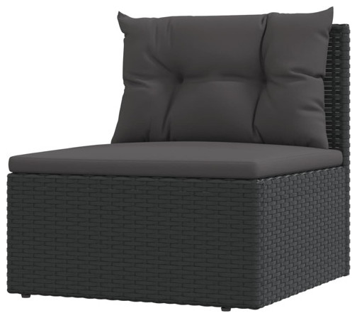 vidaXL Patio Furniture Set 11 Piece Lounge Set with Cushions Black Poly Rattan   Tropical   Outdoor Sofas   by vidaXL LLC  Houzz