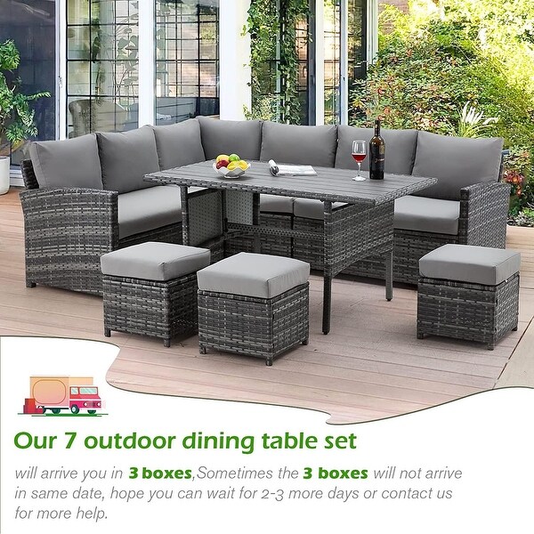 AECOJOY 7 Pieces Patio Furniture Set Outdoor Sectional Sofa Rattan Conversation Set