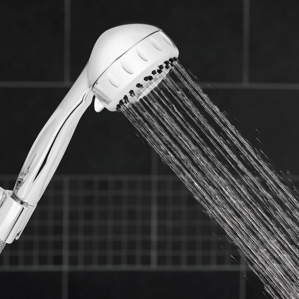 Waterpik 5-Spray 3.5 in. Single Wall Mount Handheld Shower Head in Chrome TRS-553E