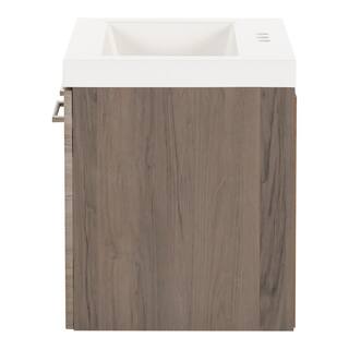 Domani Stella 24 in. W x 19 in. D Wall Hung Bath Vanity in White Washed Oak with Cultured Marble Vanity Top in White with Sink SL24P2-WO