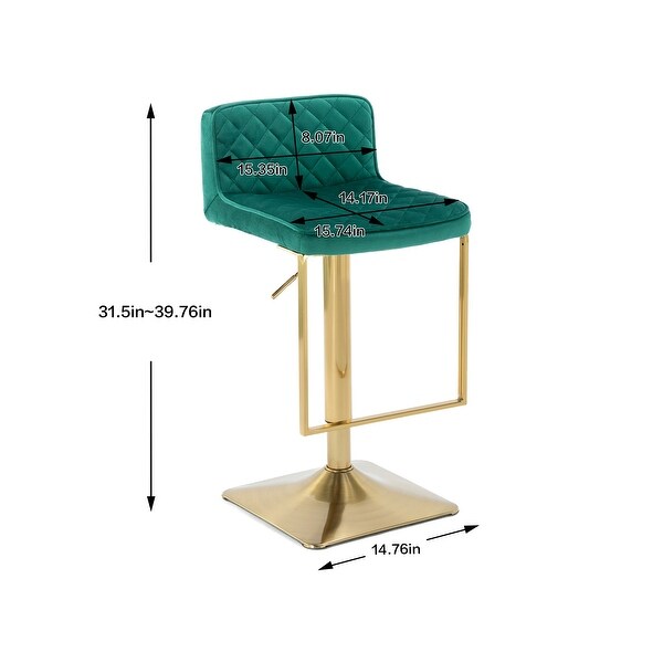 31.89 in. Adjustable Height Metal Frame Bar Stool with Velvet Seat