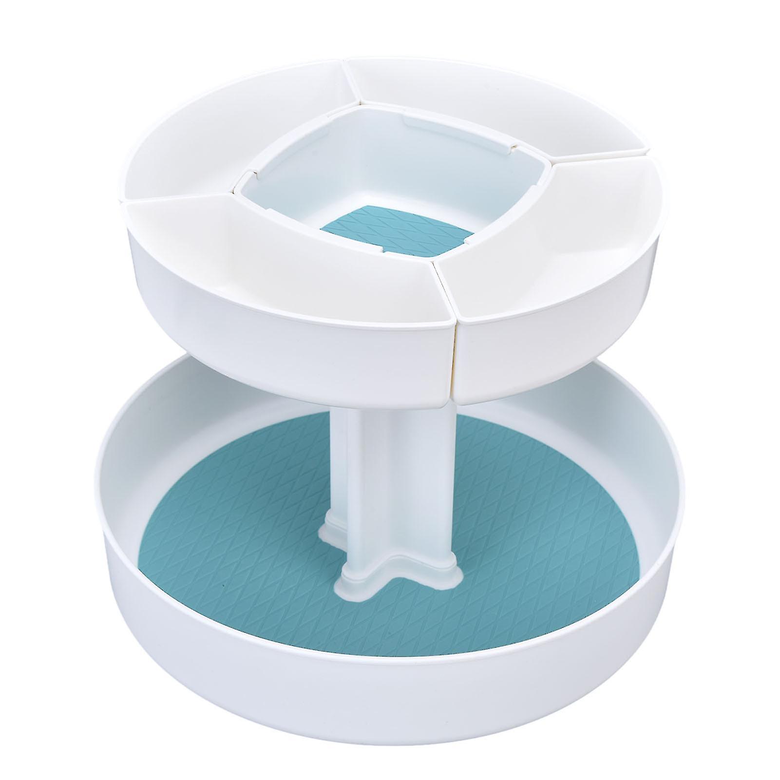 360 Degree Rotating Makeup Box Double Layer Antiskid Plastic Circular Turntable Rotating Seasoning Rack