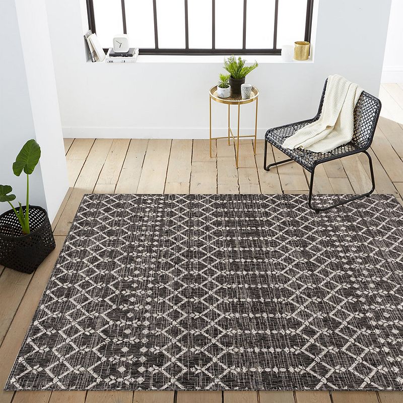 Ourika Moroccan Geometric Textured Weave Indoor/outdoor Area Rug