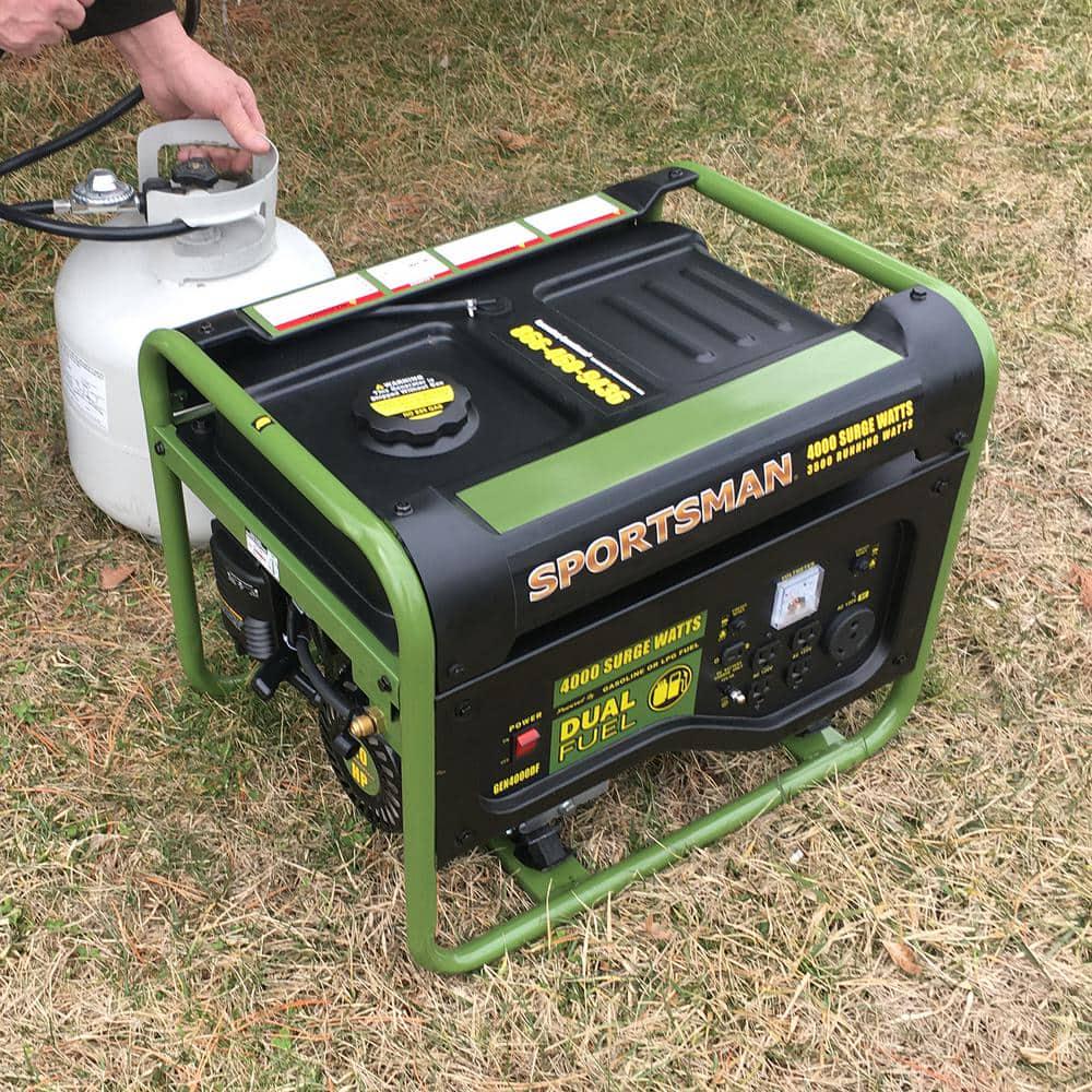 Sportsman 4000Watt3500Watt Recoil Start Dual Fuel Powered Portable Generator with Protective Cover and Wheel Kit