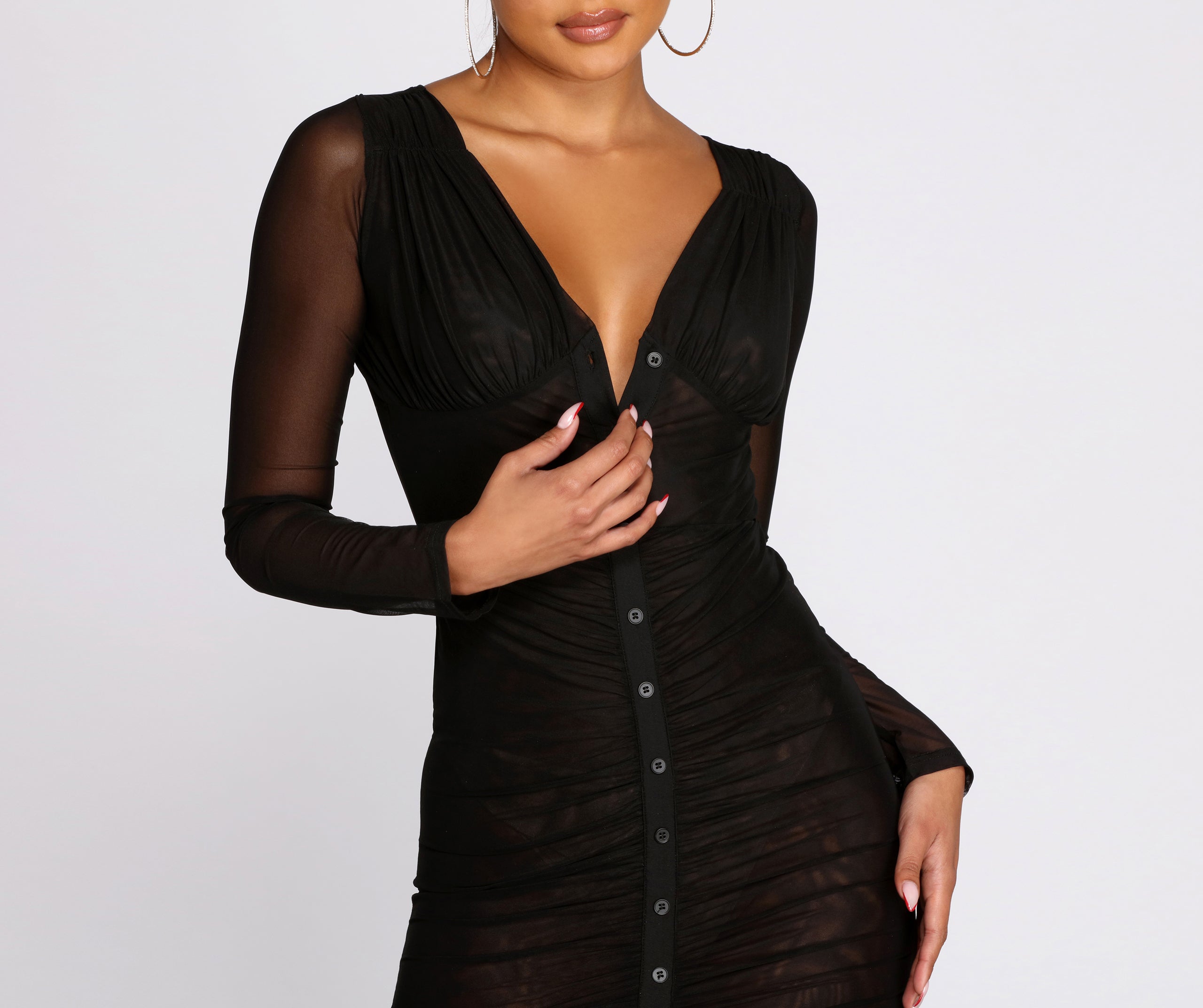 Talk Of The Town Ruched Mini Dress