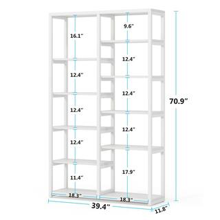 TRIBESIGNS WAY TO ORIGIN Hamilton 70.9 in. White Wood 10-Shelf Etagere Bookcase with Open Back HD-CJ156