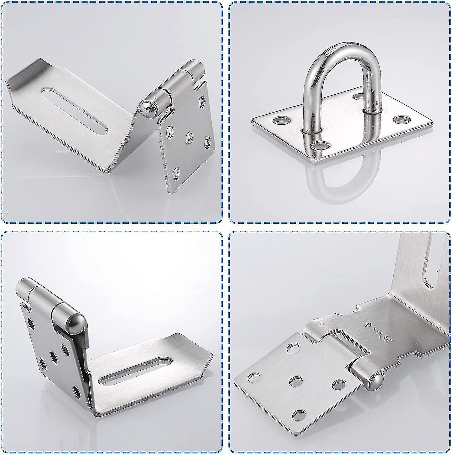 90 Degree Padlock Hasp With Padlock And Screws， Stainless Steel Door Latch Hasp， Undeformable Right Angle Padlock Hasp For Wooden Door， Garden， Window