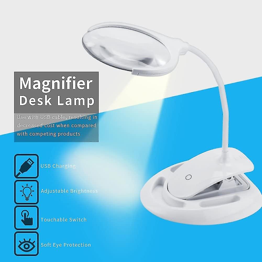 Led Lighted Magnifier， Usb Rechargeable Rechargeable Magnifier Luminance Adjustable Flexible Silicon