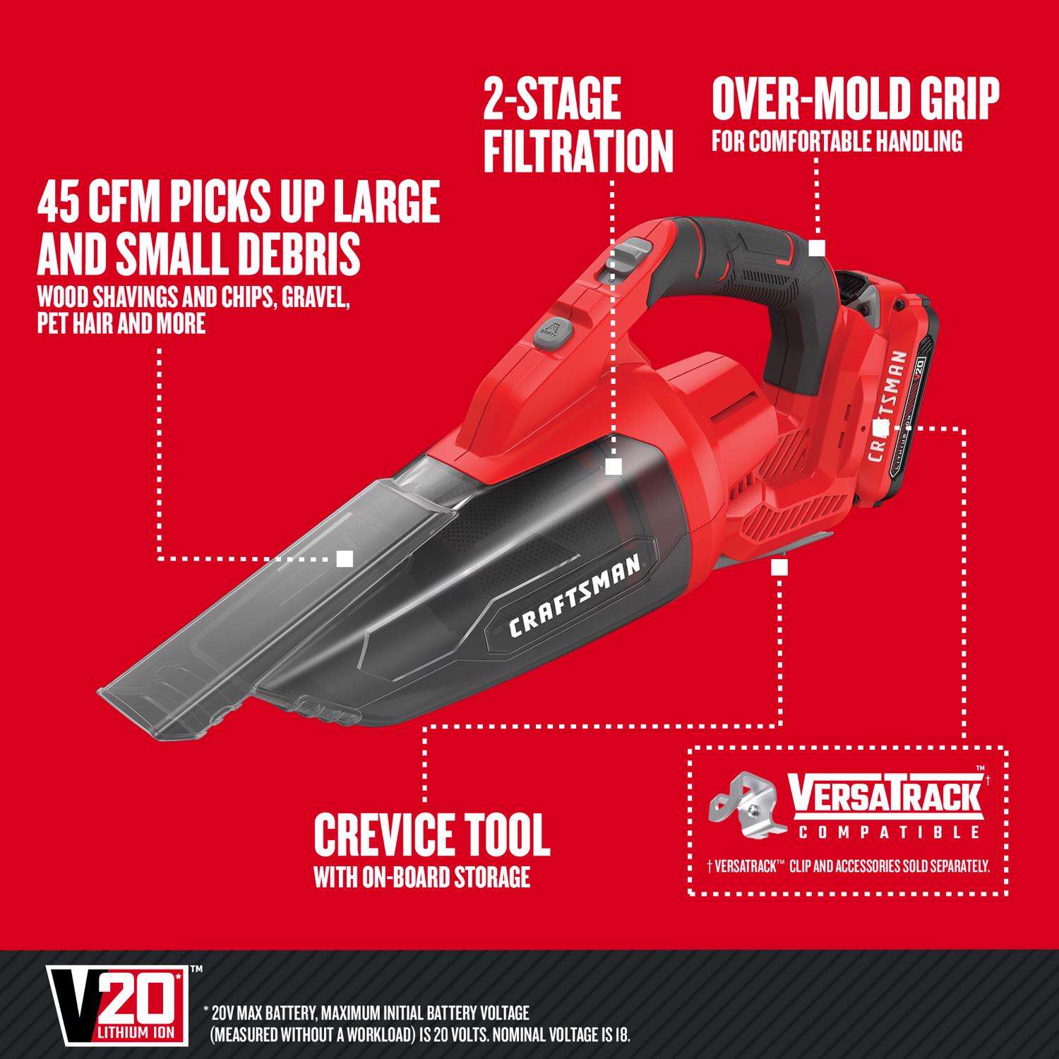 Craftsman V20 Bagless Cordless Multi-Level Filter Hand Vacuum