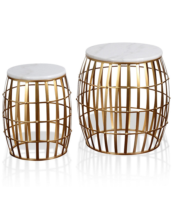 StyleCraft Home Collection Gold Cage 2pc Nesting Table