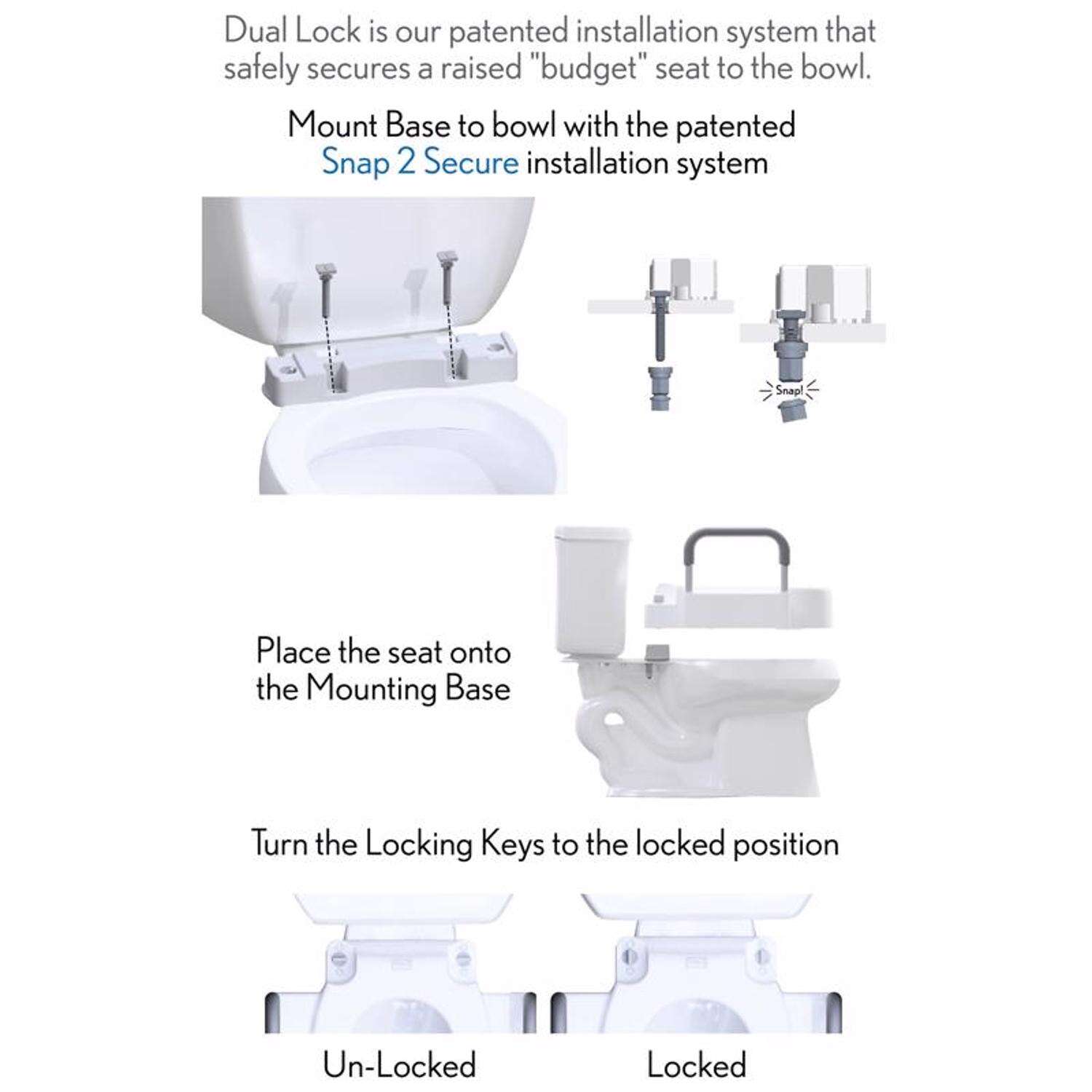 Bemis Independence Rise Elongated/Round White Plastic Toilet Riser