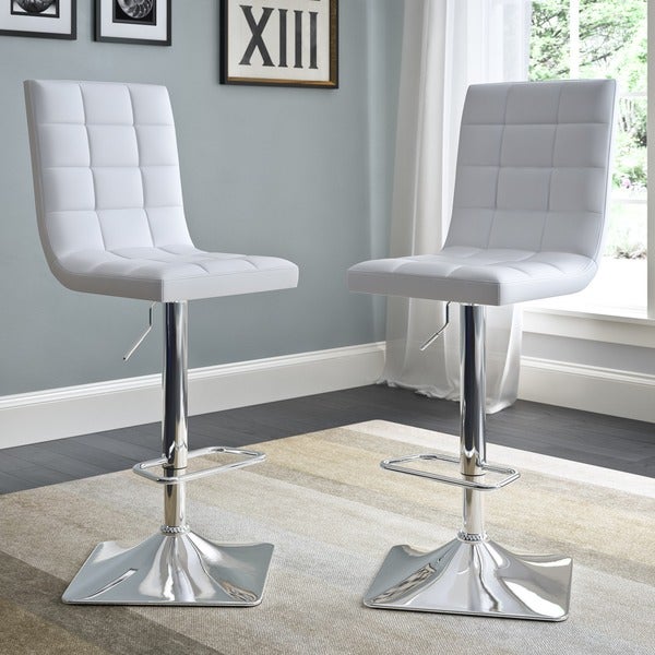 Porch and Den Puget Bonded Leather Adjustable Barstools (Set of 2)