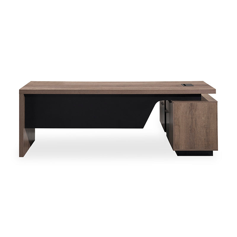 BALDER Executive Desk with Left Return 1.8-2.0M - Warm Oak & Black