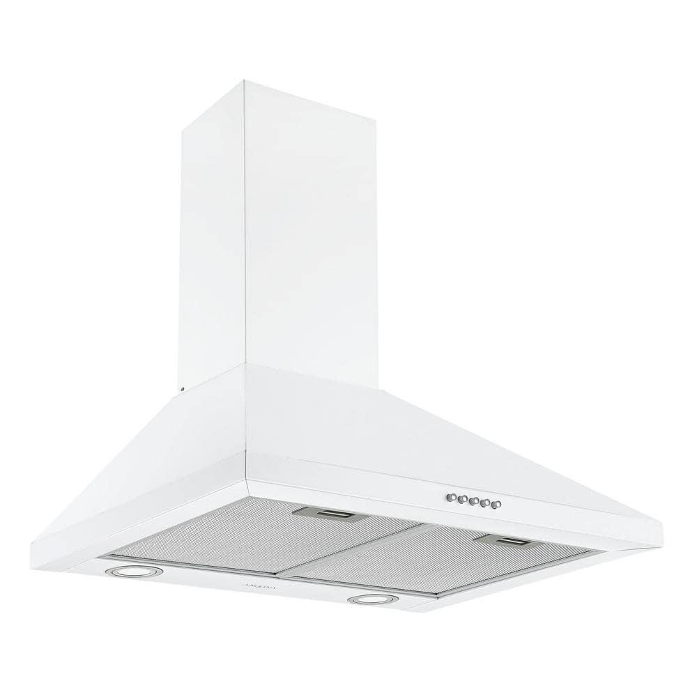 Ancona 24 in 440 CFM Convertible Wall Mount Pyramid Range Hood in White with LED Lights