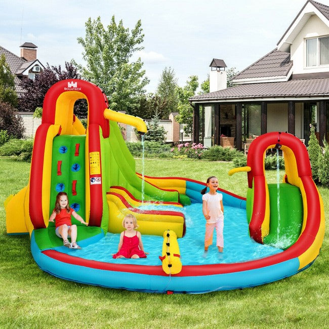 Kids Inflatable Water Slide Bounce House with Climbing Wall &Pool without Blower