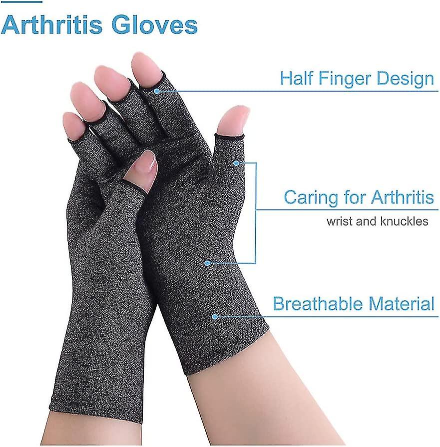 2 Pairs Arthritis Gloves Compression Gloves Fingerless Gloves For Pain Relief