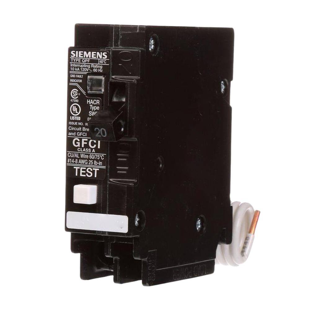 Siemens 20 Amp 1-Pole Type QPF2 GFCI Circuit Breaker US2:QF120AP