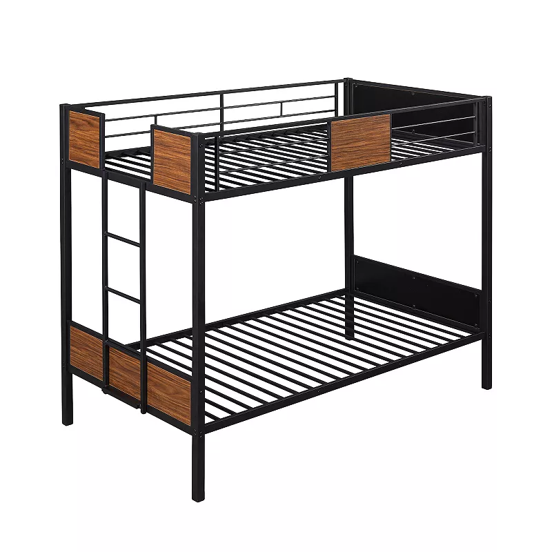 Merax Twin-over-Twin Bunk Bed， Steel Frame Bunk Bed