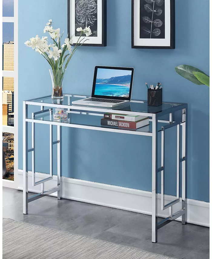 Convenience Concepts Town Square Chrome Desk With Shelf