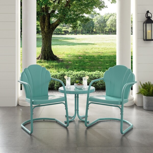 Crosley Tulip 3 Piece Outdoor Metal Armchair Set