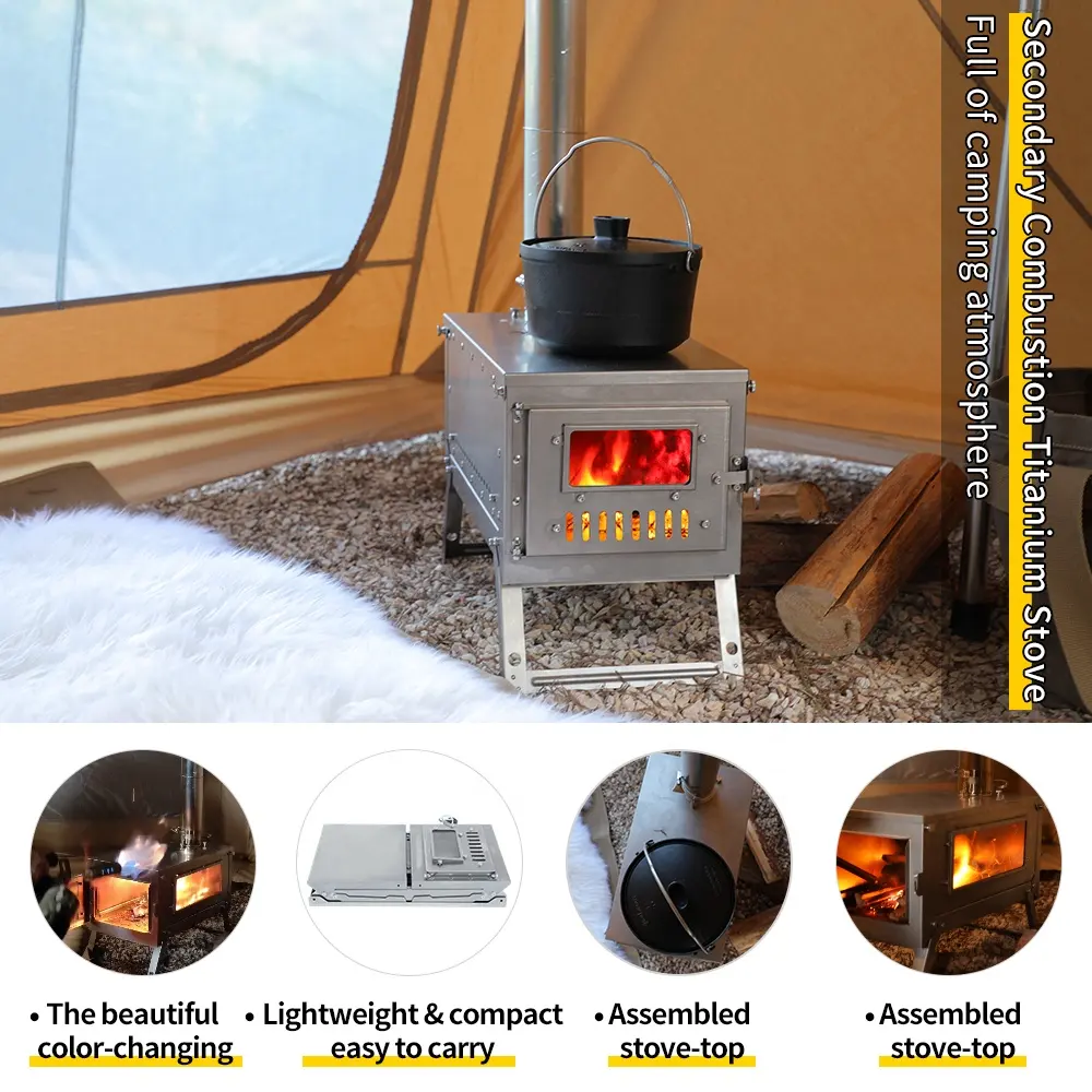 Ultralight Titanium Wood Stove Camping Firewood Tent Stove Outdoor Backpack Hiking Fishing Camping Equipment Supplies